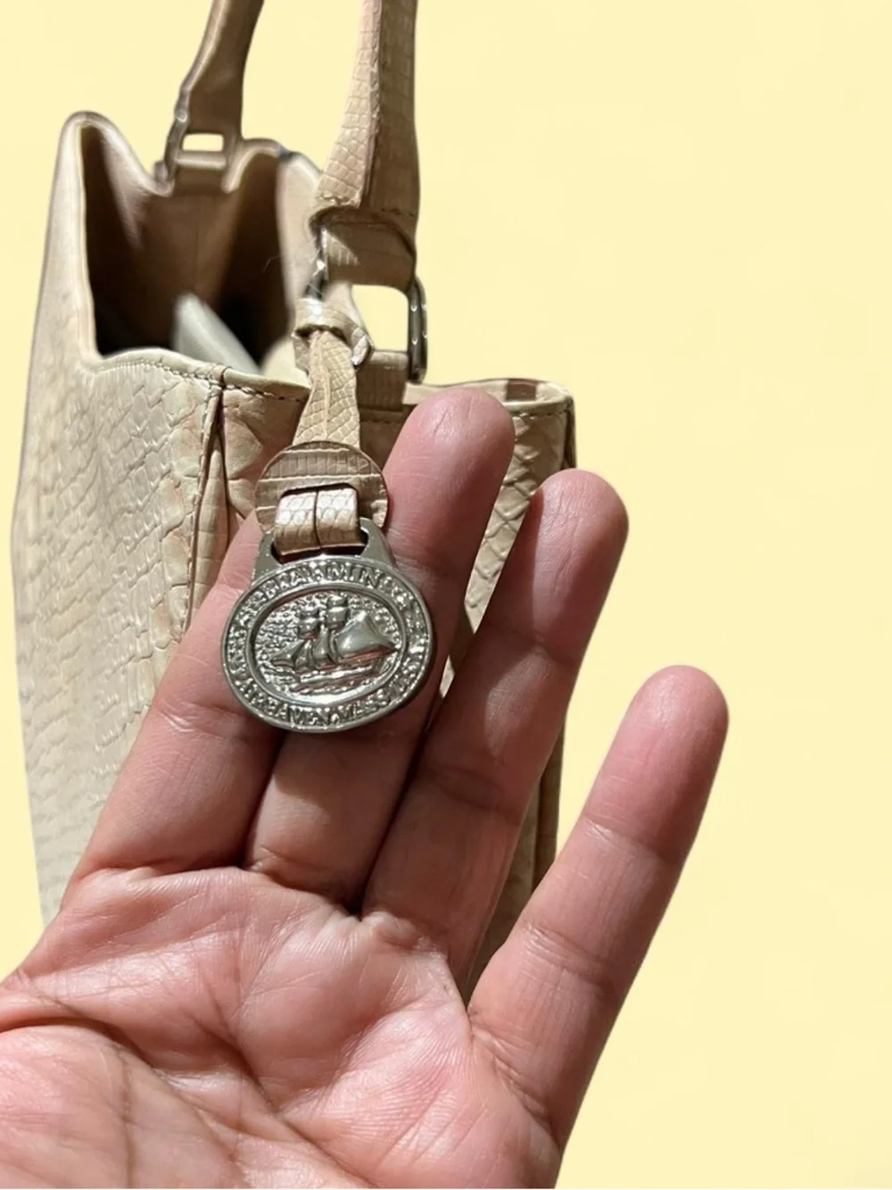 Brahmin Pale Pink Textured  Snake-Embossed Top-Handle Crossbody - Picture 2 of 6